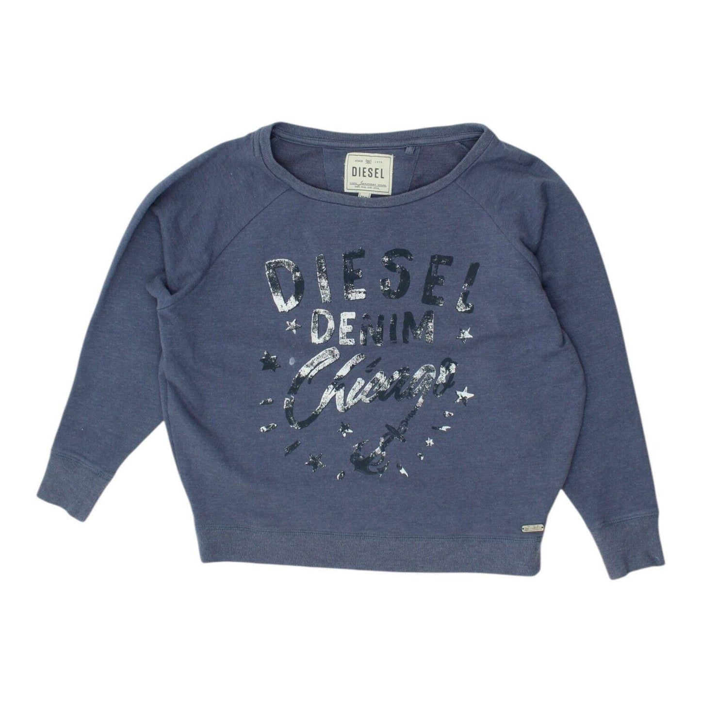 Diesel Womens Blue Sweatshirt Designer Oversized Pullover Chicago Jumper Sweatshirt – Bold Style · Great Gift For Fans