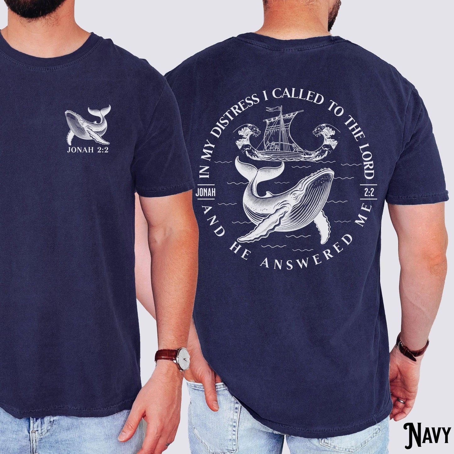 Christian Shirt Jonah and The Whale Nautical T Shirt Bible Verse Front and Back Design Faith T Shirt Christian Gift Graphic Tee – Premium Graphic · Top Pick For Any Outfit