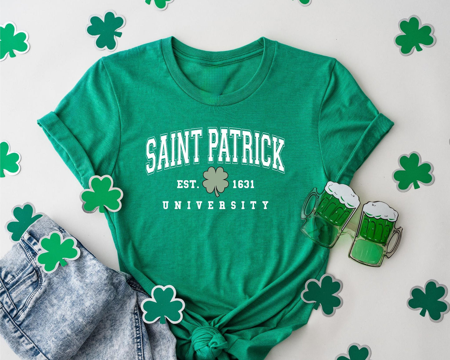 Saint Patrick University Est 1631 Shirt St Patrick39s Day Tee Paddy39s Day Shamrock Shirt Shamrock Shirt Leaf Clover Irish Shirt Tee Graphic Tee – Bold Style · Perfect For Daily Wear