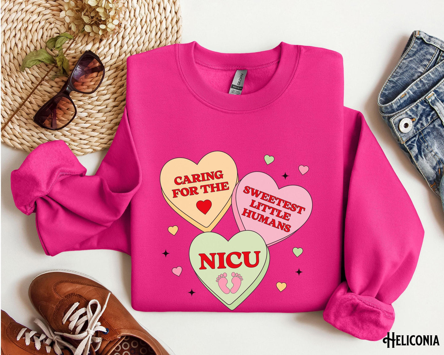NICU Valentine Crewneck Sweatshirt Neonatal Intensive Care Unit Valentine39s Day Hearts Sweater Doctor RN Nurse Crew Love Tee Gift Sweatshirt – Soft Feel · Trending Graphic Apparel