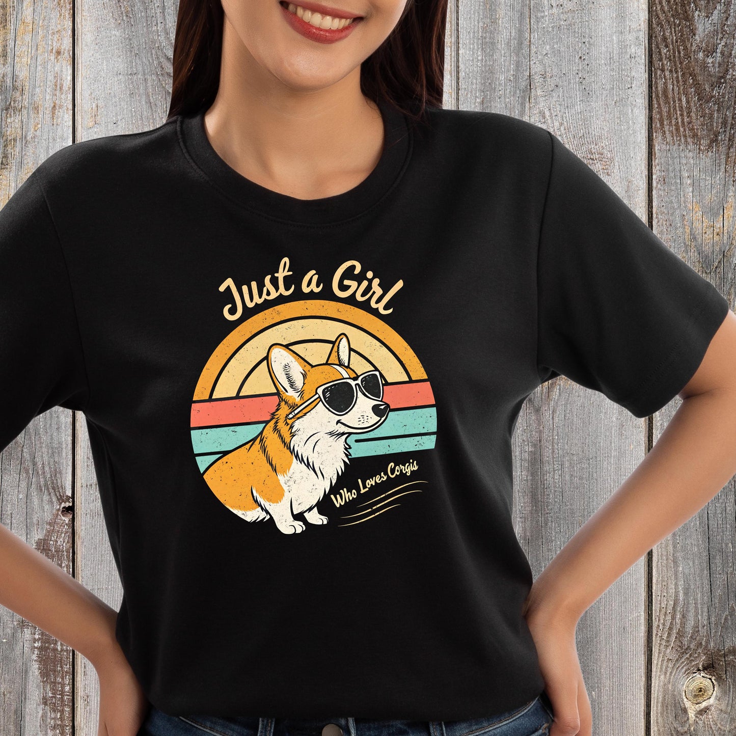 Just a Girl Who Loves Corgis T Shirt Cute Corgi Dog Tee Corgi Lover Shirt Retro Dog T Shirt Gift for Dog Lovers Women Corgi Tee Graphic Tee – Easygoing Wear · High-Quality Print
