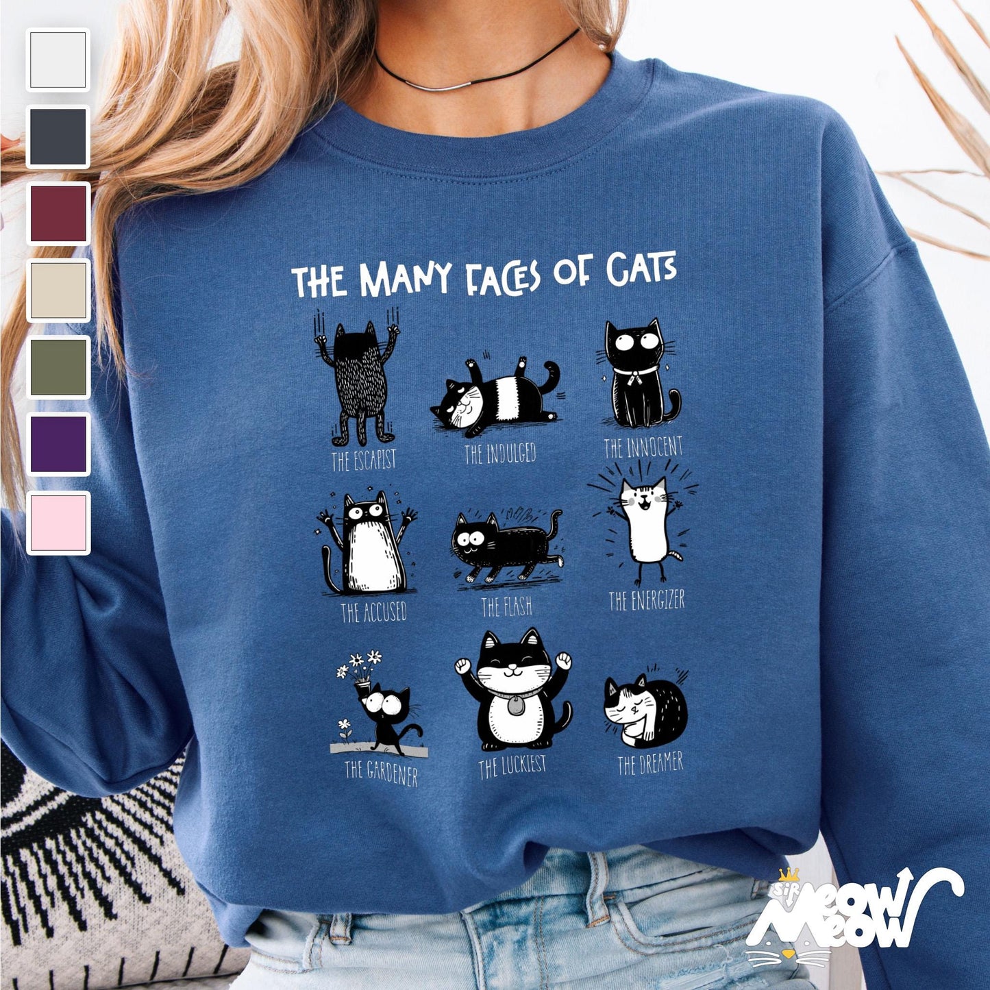 The Many Faces of Cats Sweatshirt Fun Feline Personalities Unisex Cozy Sweater Perfect Gift for Cat Lovers Sweatshirt – Feel-Good Design · Must-Have Style