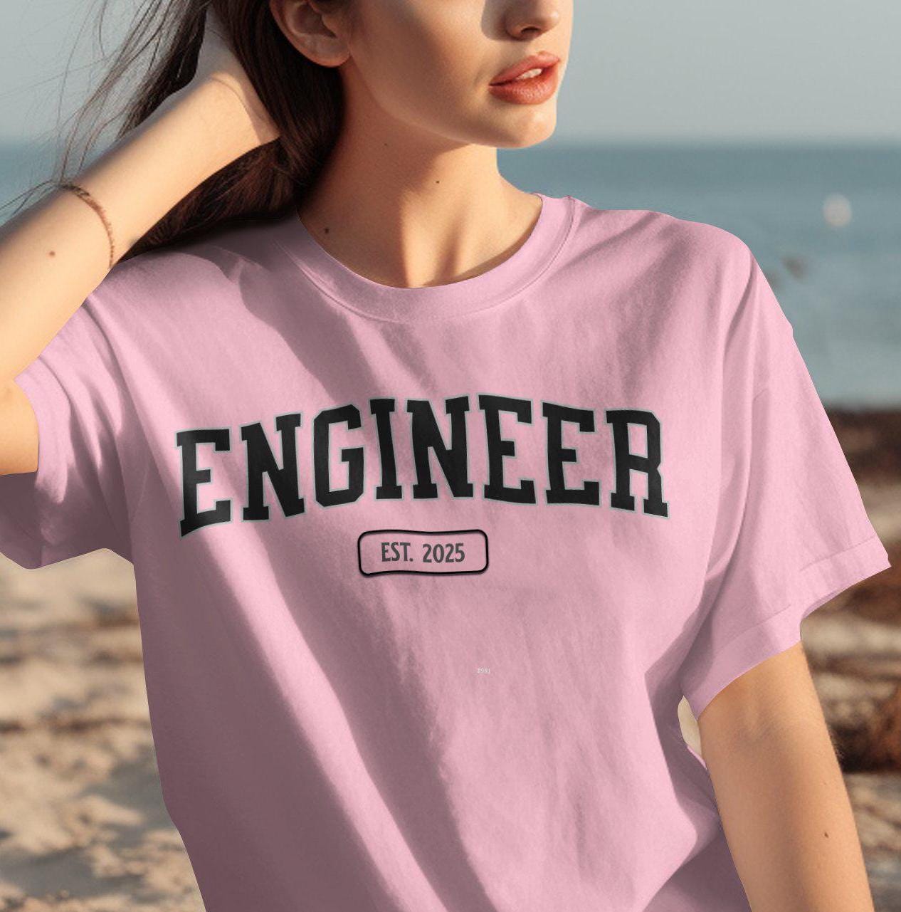 Engineer T Shirt EST 2025 Graphic Tee Gift for Engineers Graduation Gift College Major Shirt Engineer Pride Apparel Graphic Tee – Easygoing Wear · Perfect For Daily Wear