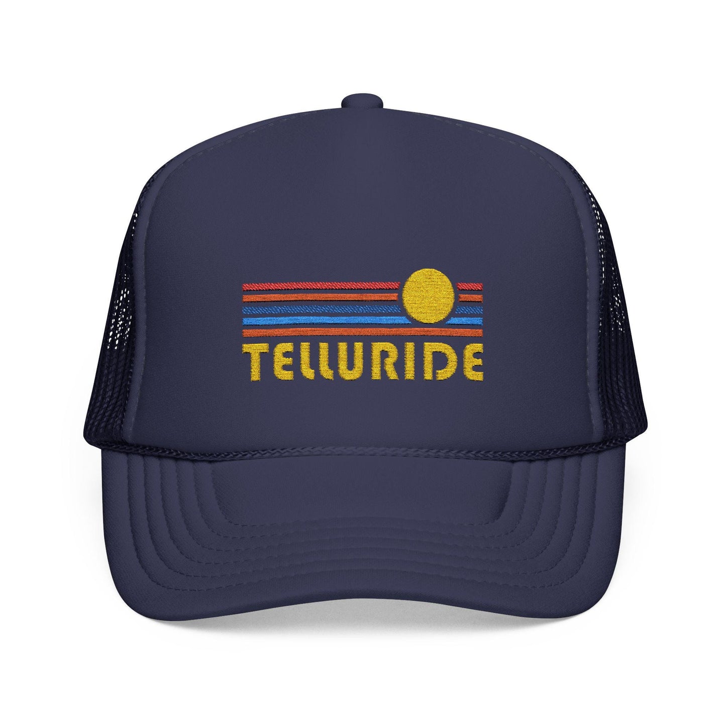 Telluride Colorado Embroidered Foam Trucker Hat Retro Sunset Graphic Tee – Fan Favorite · Great Gift For Fans