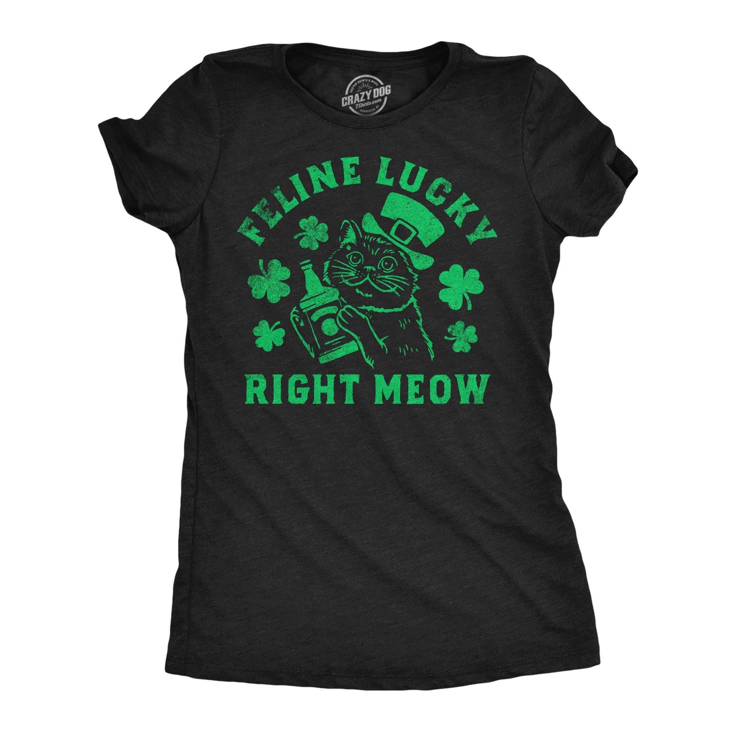 Feline Lucky Right Now St Patrick Day Shirt Luck Of The Irish Green Clover Shirt Woman Ireland Tee Woman Funny Shirts Women Cat Shirts Graphic Tee – Bold Style · Top Pick For Any Outfit