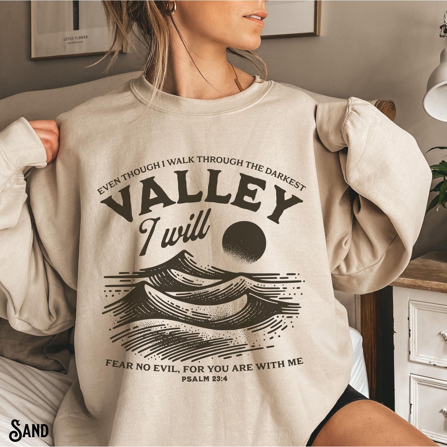 Christian Sweatshirt Encouragement Sweater Fear No Evil Christian Fleece Bible Verse Crewneck Psalm Faith Apparel Gift for Christian Sweatshirt – Easygoing Wear · Perfect For Daily Wear