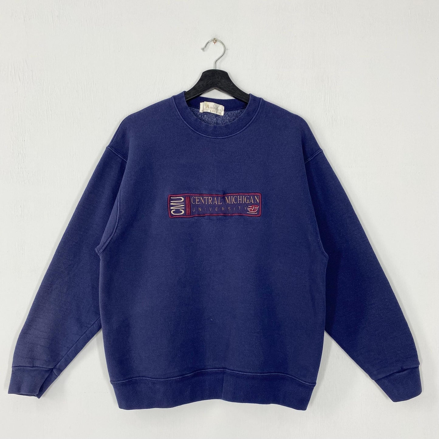 Vintage 90s Central Michigan University Sweatshirt Central Michigan Crewneck CMU Sweater Central Michigan Chippewas Embroidered Logo Medium Sweatshirt – Everyday Comfort · Great Gift For Fans