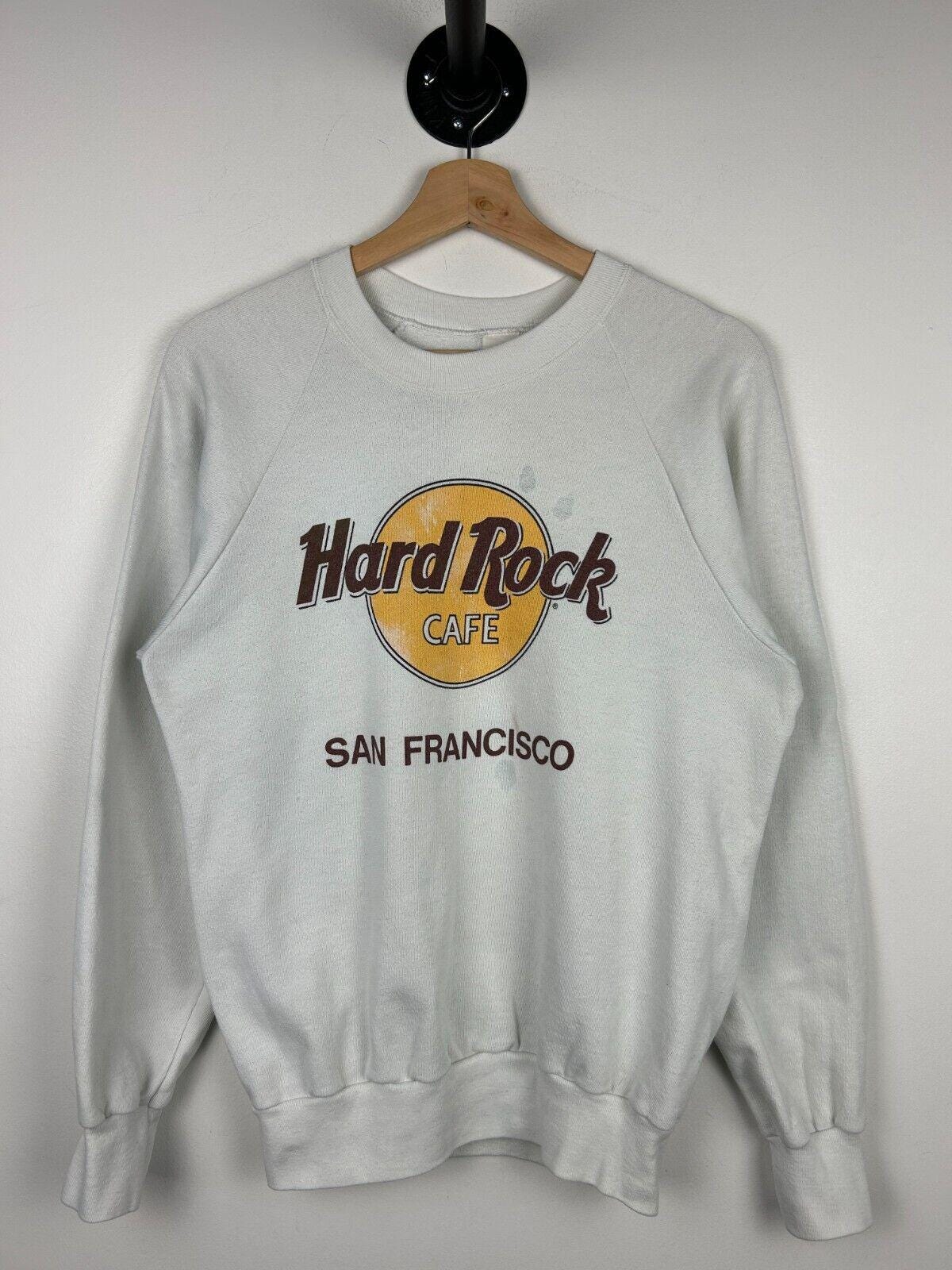Vintage 80s Hard Rock Caf San Francisco White Crewneck Size M Graphic Tee – Bold Style · High-Quality Print