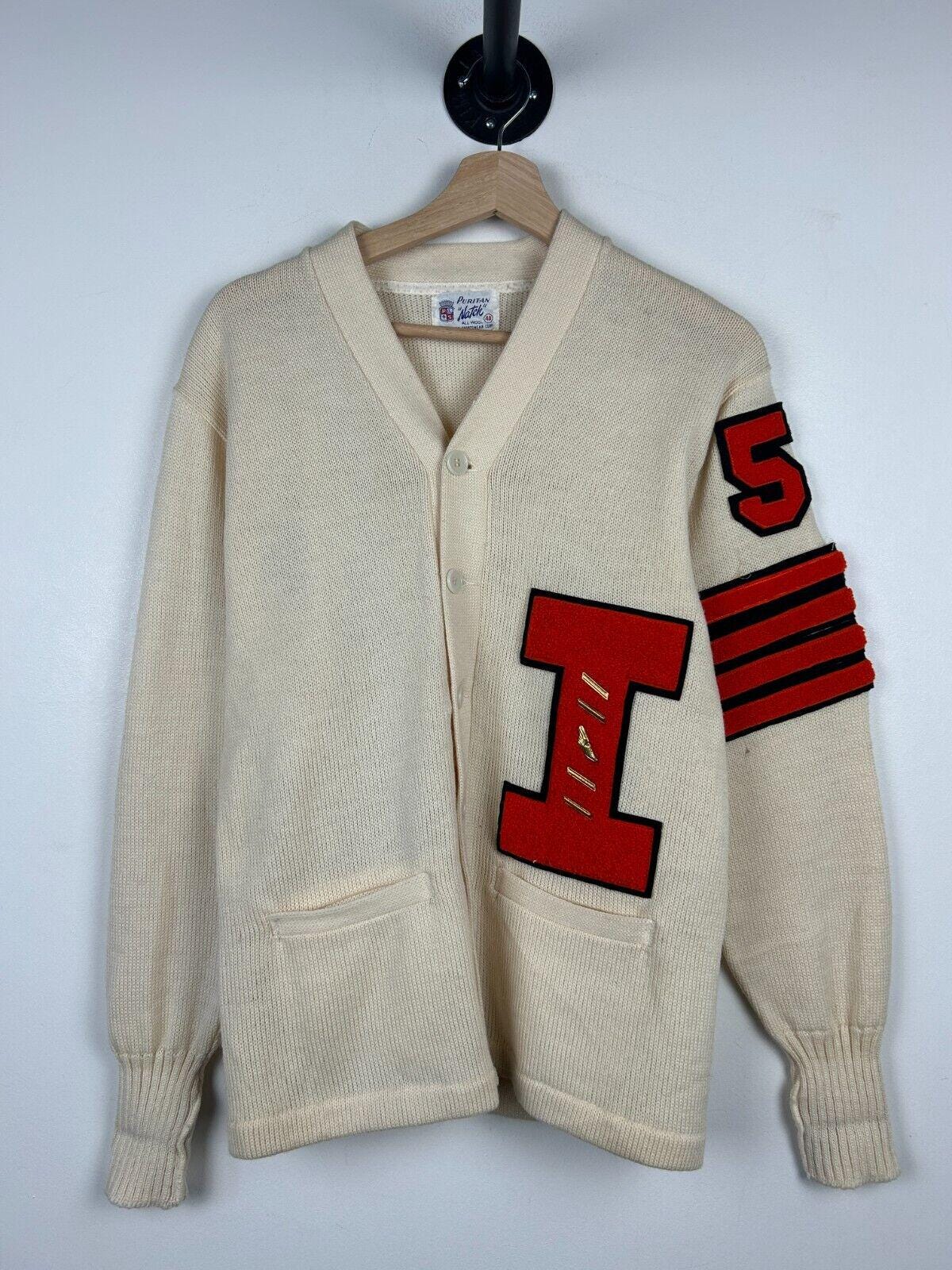 Vintage 50s Puritan Natch Illinois Cream Wool Knit Cardigan Sweater Size M Graphic Tee – Easygoing Wear · Trending Graphic Apparel