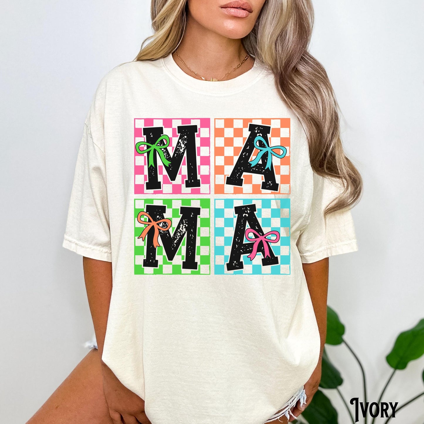 Checker Retro Mama Shirt Retro Checkered Mom Tee Trendy Mama T shirt Bow Coquette Vintage Mother39s Day Gift New Mom Graphic Tee – Fan Favorite · Top Pick For Any Outfit