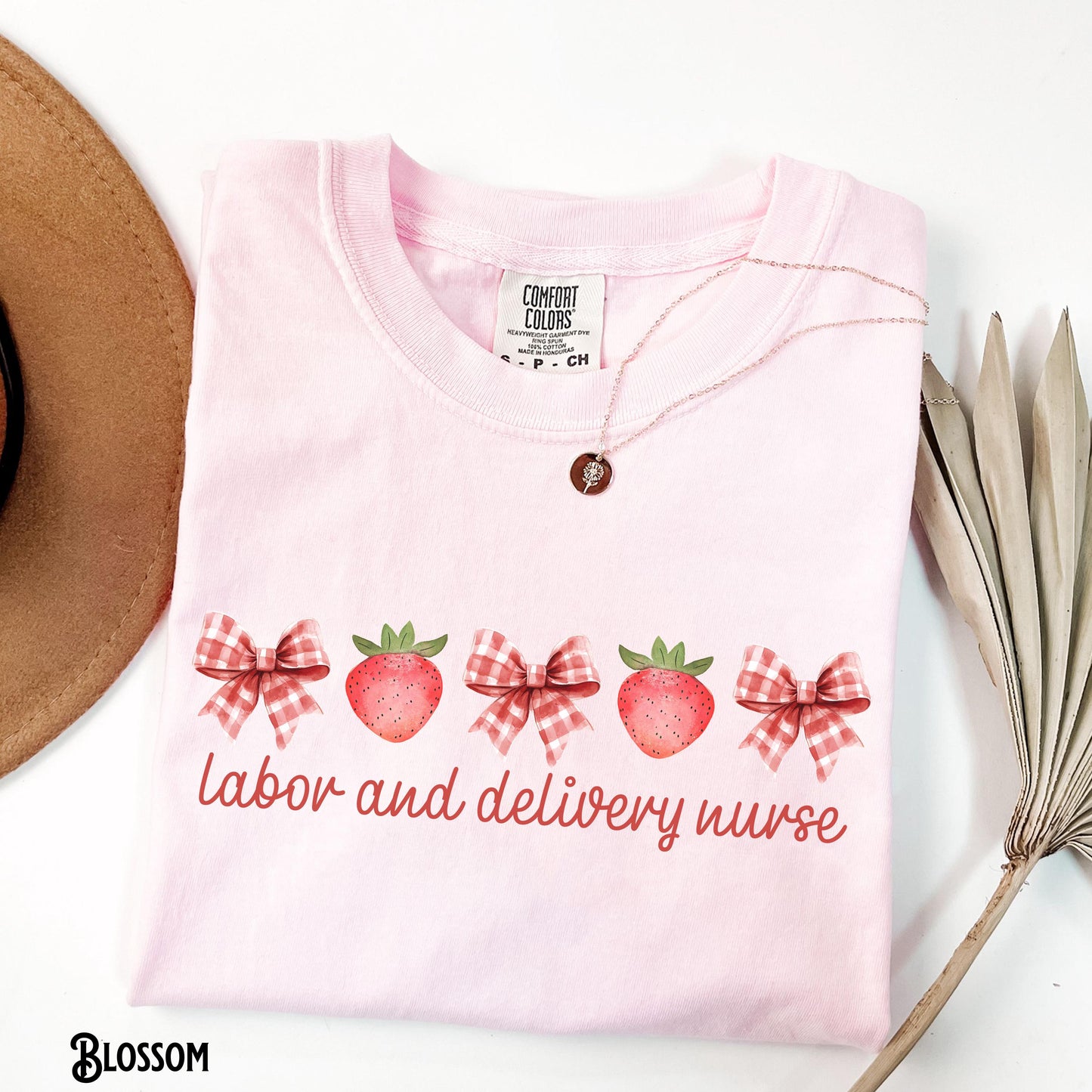Labor and Delivery Nurse Shirt Baby Nurse LD Strawberry Bow Tee L and D Coquette T Shirt Spring Summer Nurse Gift Graphic Tee – Premium Graphic · High-Quality Print
