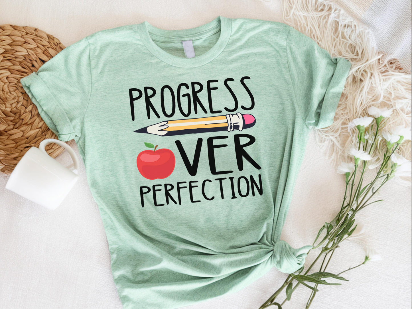 Progress Over Perfection Shirt Shirt For Teacher Shirt For Teacher Gift Tee Shirt Teacher Progress Over Shirt Appreciate Teacher Shirt Graphic Tee – Cozy Vibes · High-Quality Print