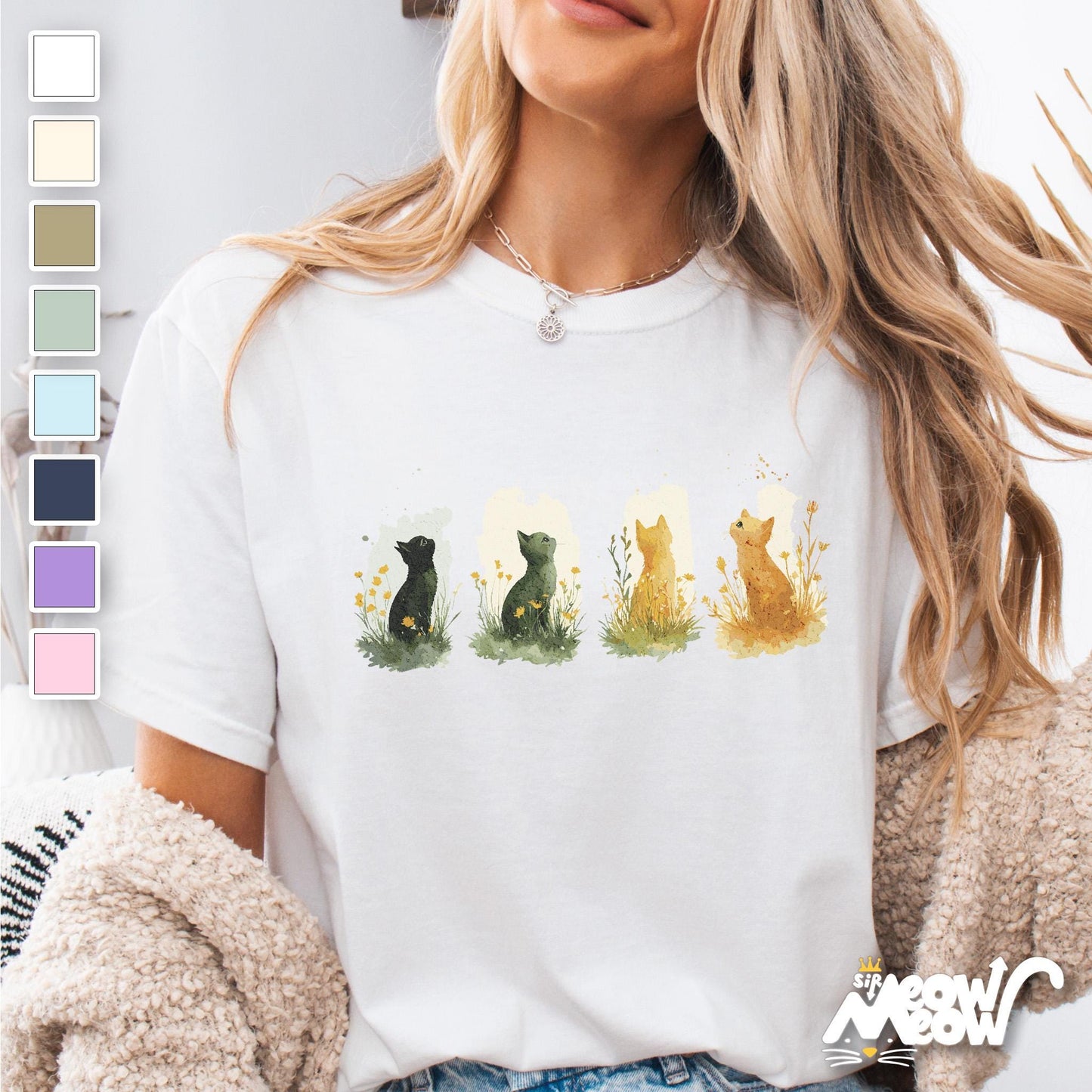 Four Seasons Cat T Shirt Watercolor Cat Art Unisex Tee Nature Lover Cat Mom Shirt Graphic Tee – Premium Graphic · Top Pick For Any Outfit