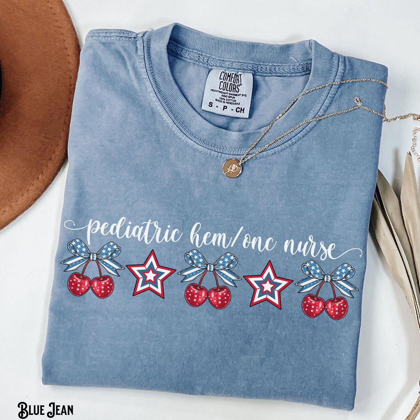 4th of July Pediatric HEM ONC Nurse Shirt Pediatric Hematology Oncology Patriotic Tee Cherries T Shirt Coquette RN Bows Graphic Tee – Easygoing Wear · High-Quality Print