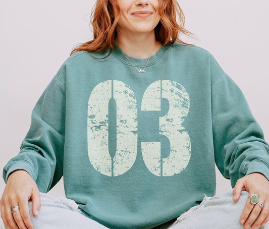 03 Sweatshirt Lucky Number 3 Sweatshirt Varsity Style Gift for Boyfriend Girlfriend Born in 2003 or 3 Player Sweatshirt – Soft Feel · Trending Graphic Apparel