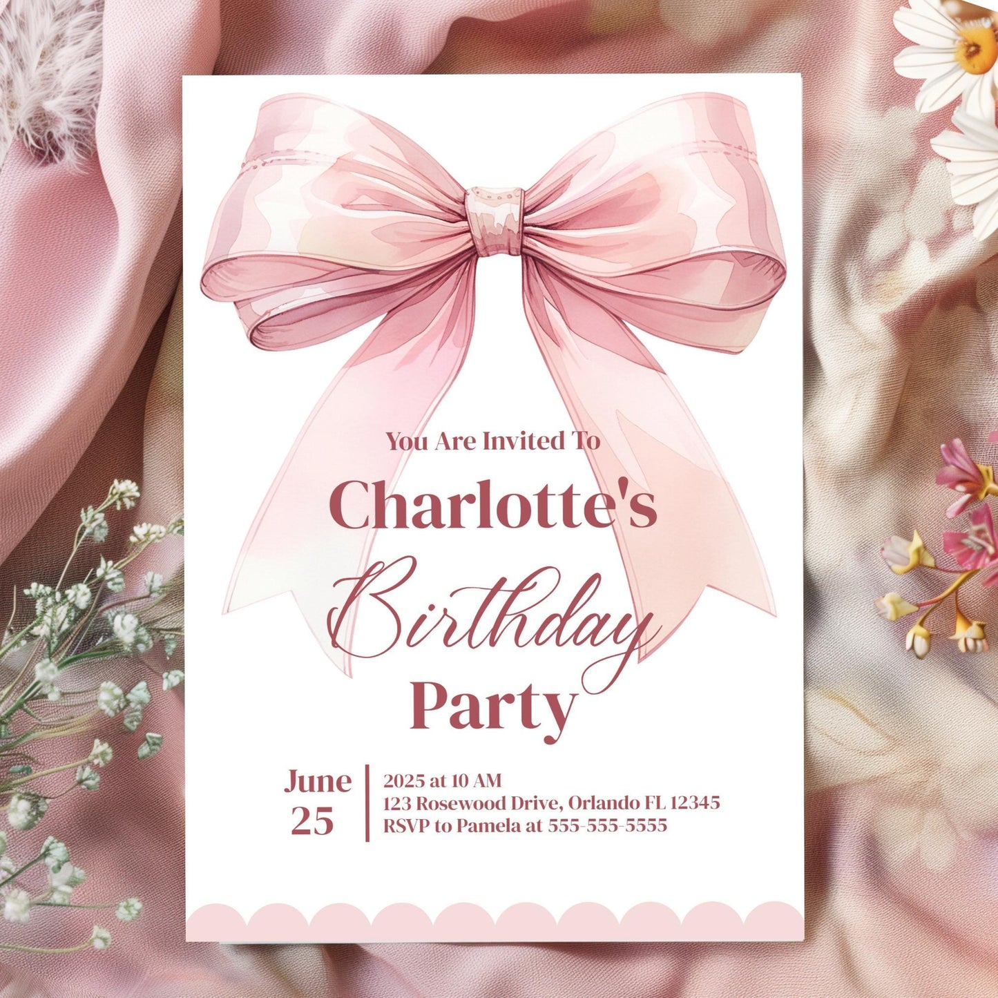 Pink Bow Theme Birthday Invite Pink Bow Birthday Bow Invite Blush Pink Birthday Invite Coquette Birthday Invitation Girl Birthday Invite BB2 Graphic Tee – Premium Graphic · Great Gift For Fans