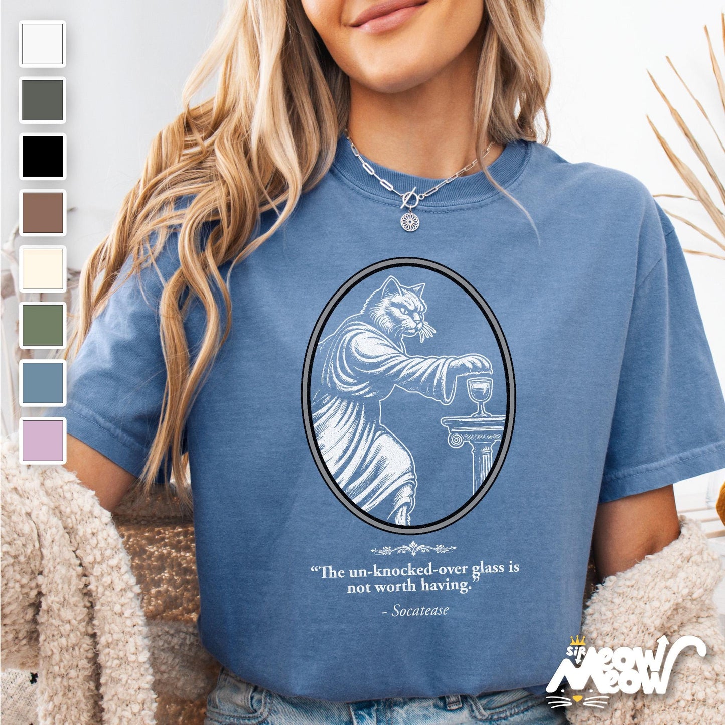 Funny Philosophy Cat T Shirt Socrates Cat Tee Knock Over Glass Quote Shirt Gifts for Cat Lovers Graphic Tee – Cozy Vibes · Must-Have Style