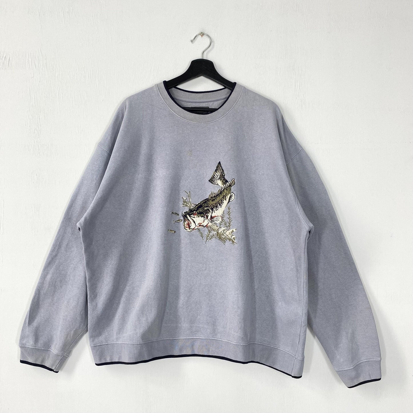 Vintage Outdoor Outfitters Sweatshirt Fish Crewneck Largemouth Fish Sweater Pullover Lake And Timber Fish Embroidered Logo Blue XLarge Sweatshirt – Warm & Stylish · Great Gift For Fans