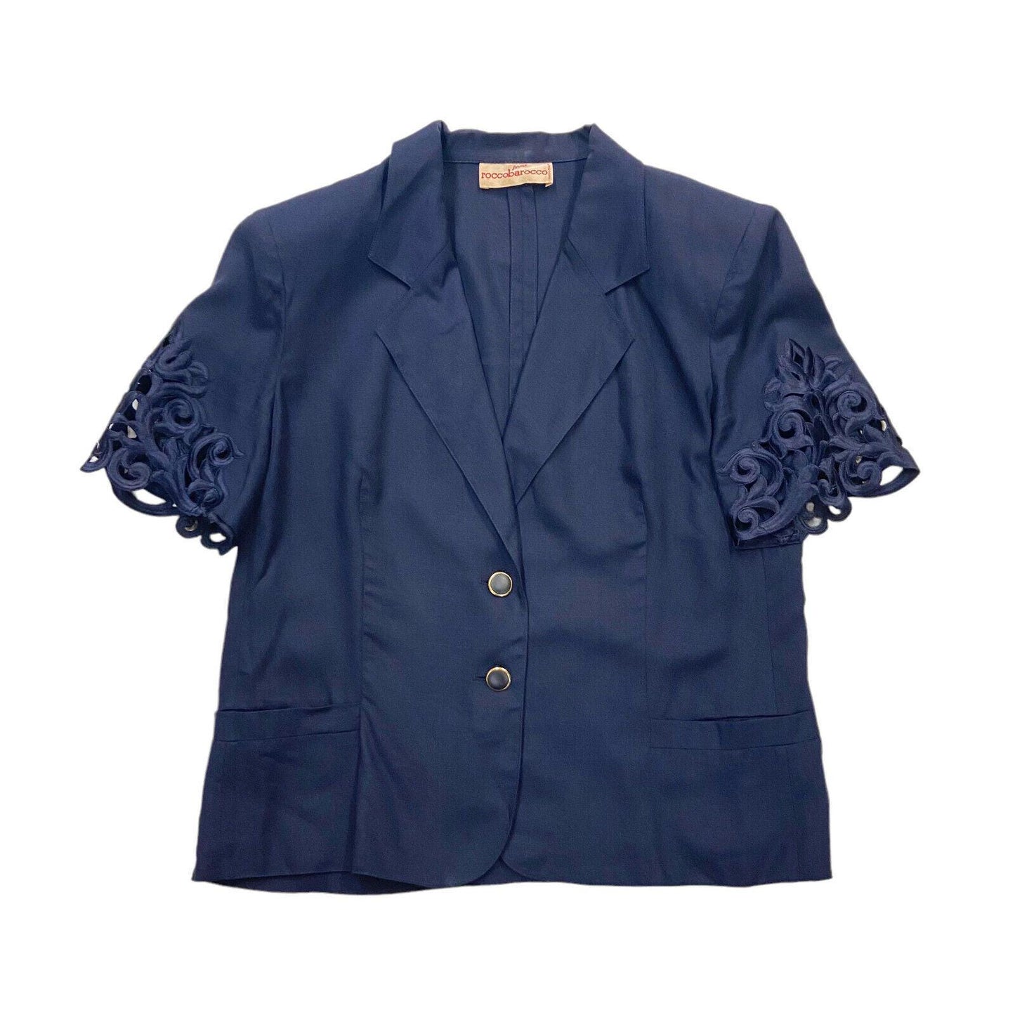 Roccobarocco Womens Blazer Jacket Vintage Designer Short Sleeve Navy Blue VTG Graphic Tee – Aesthetic Look · Perfect For Daily Wear