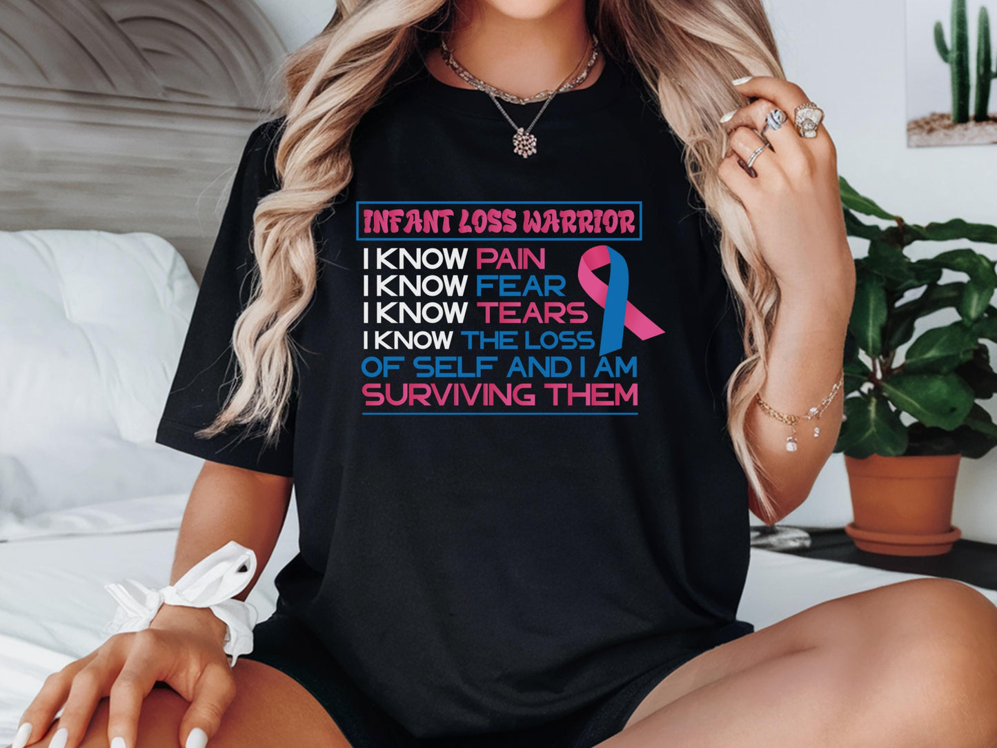 Pregnancy and Infant Loss Awareness Shirt Miscarriage Gifts For Mom October Wear Pink and Blue Awareness Infant Miscarriage Shirt Graphic Tee – Bold Style · Perfect For Daily Wear