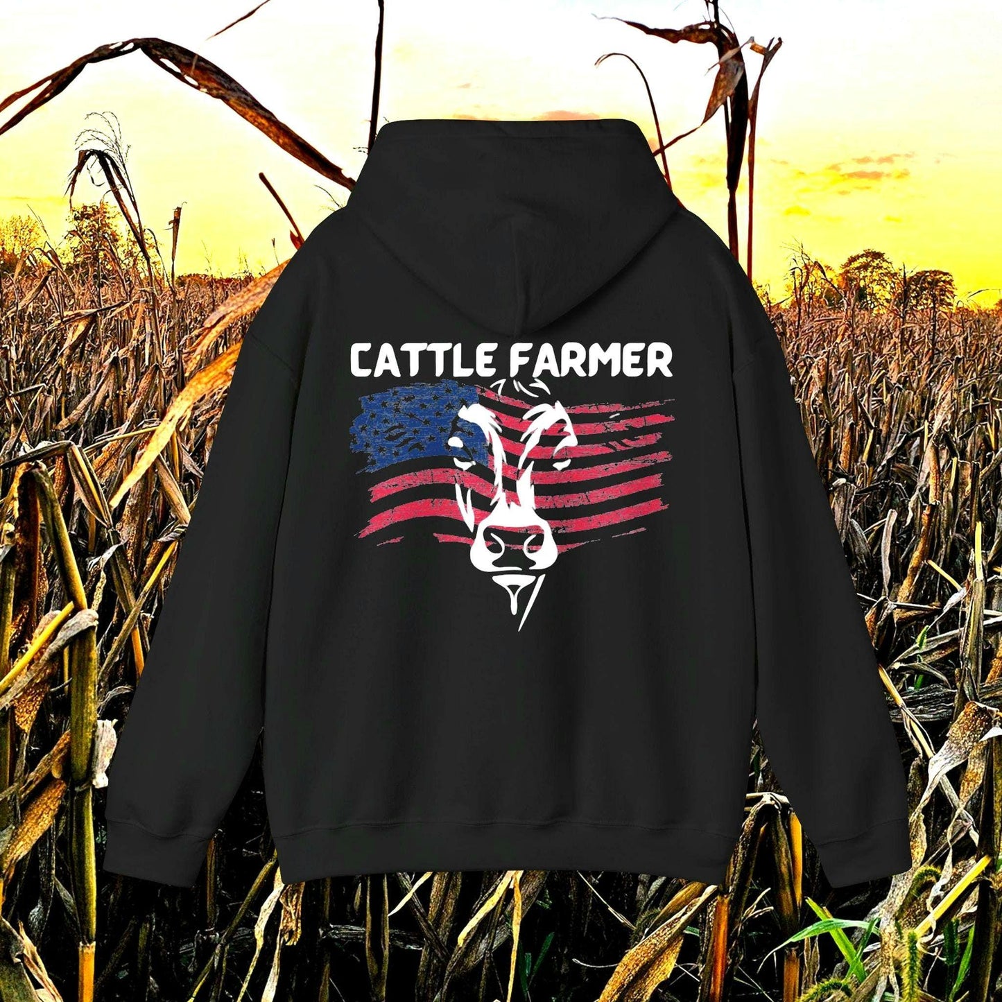 Cattle Farmer Hooded Sweatshirt Unisex Farming Apparel Country Style Gift American Flag Rural Sweatshirt Perfect for Farm Friends Cozy Sweatshirt – Cozy Vibes · Must-Have Style
