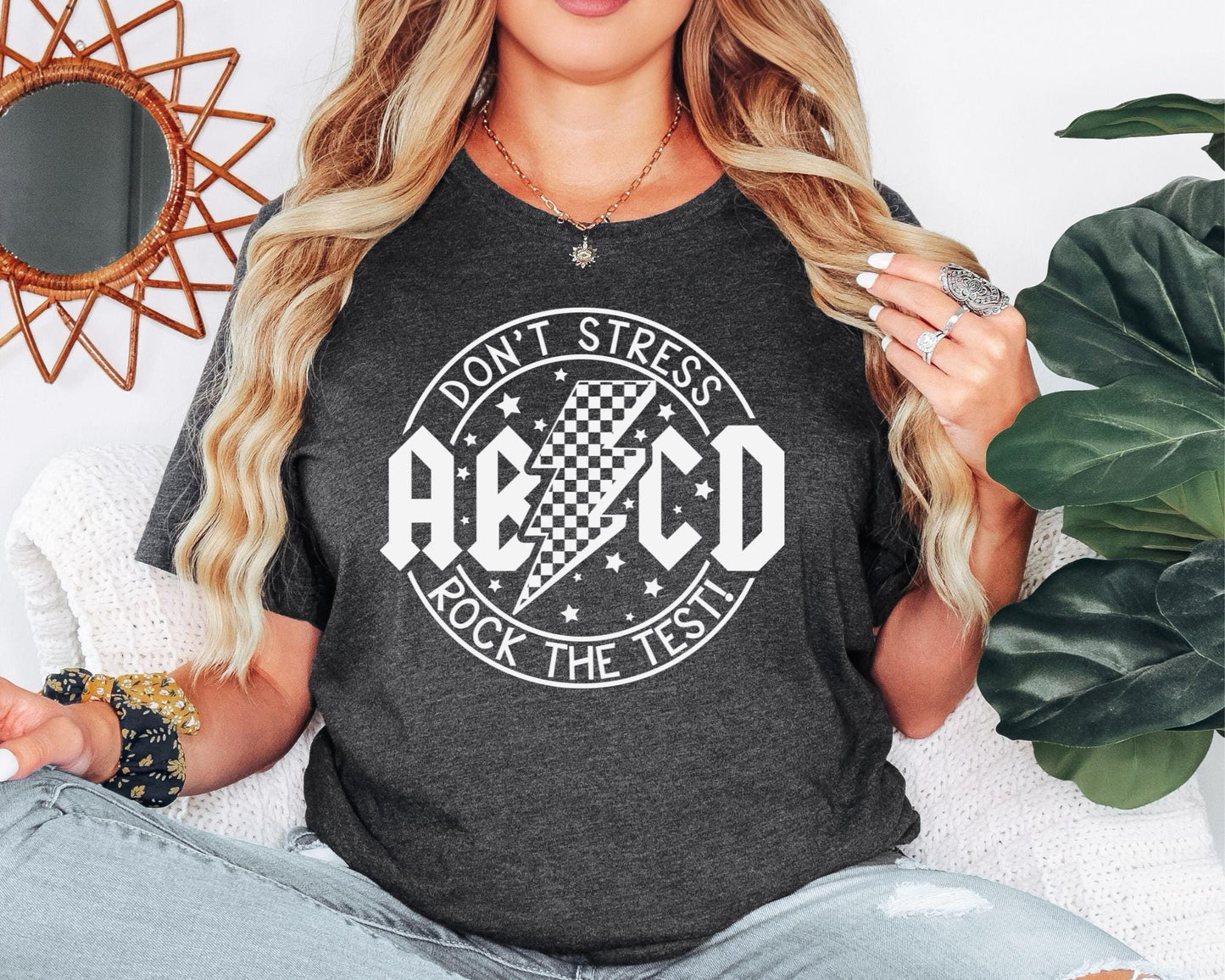 Don39t stress rock the test shirtTesting Day Shirt State Testing Shirt Teacher Life School Tee Teachers Test Day Women trendy shirt Graphic Tee – Soft Feel · Great Gift For Fans