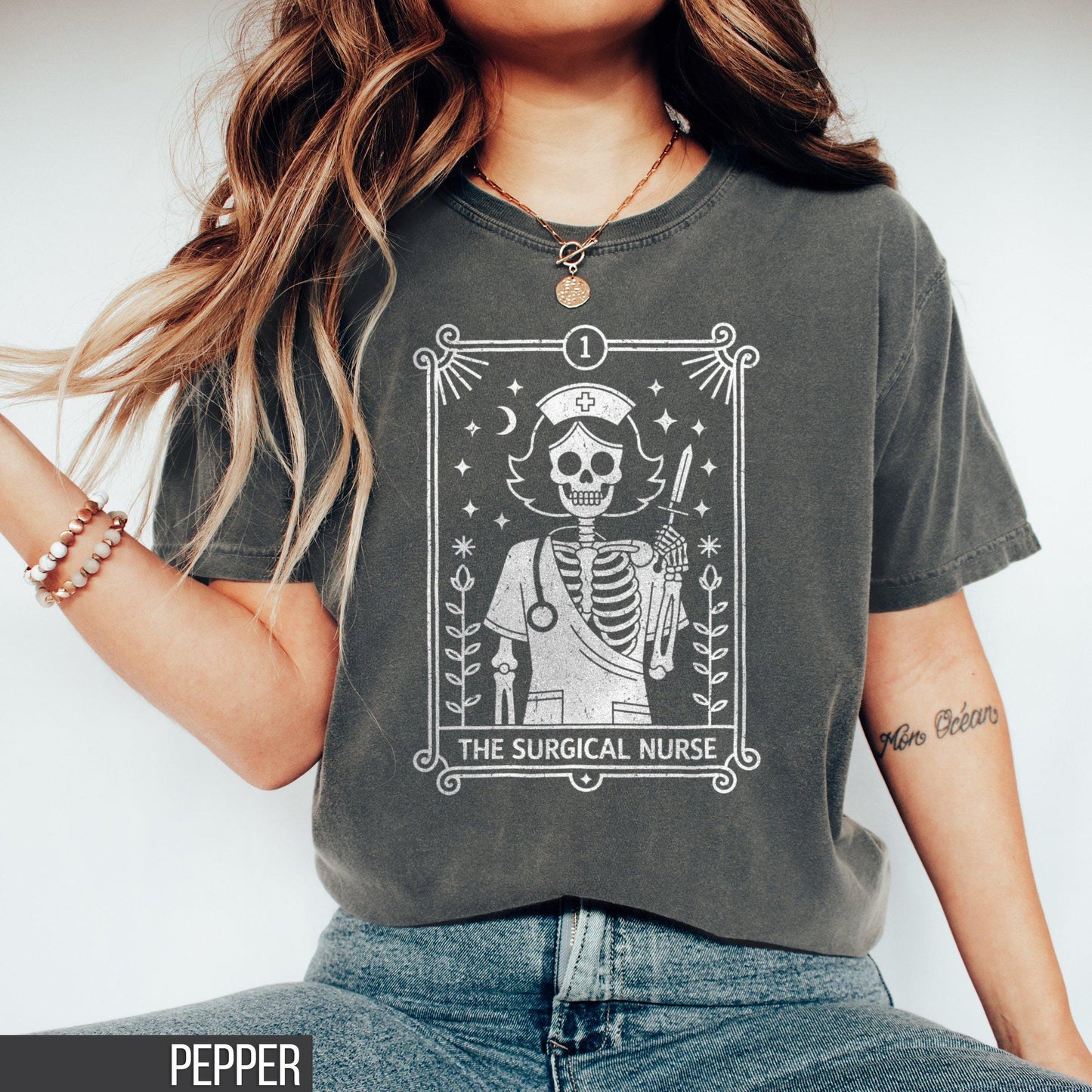 Surgical Nurse Shirt Tarot Card Shirt Funny Meme Shirt Tarot Shirt Nurse Shirt Nurse Gift Skeleton Shirt Retro Shirt Nurse Crewneck Graphic Tee – Everyday Comfort · High-Quality Print