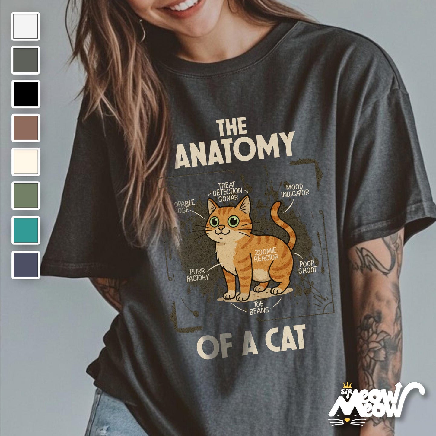 Funny Cat Anatomy Shirt T Shirt for Cat Lovers Cute Feline Diagram Tee Gift for Cat Owners and Pet Parents Graphic Tee – Bold Style · Great Gift For Fans