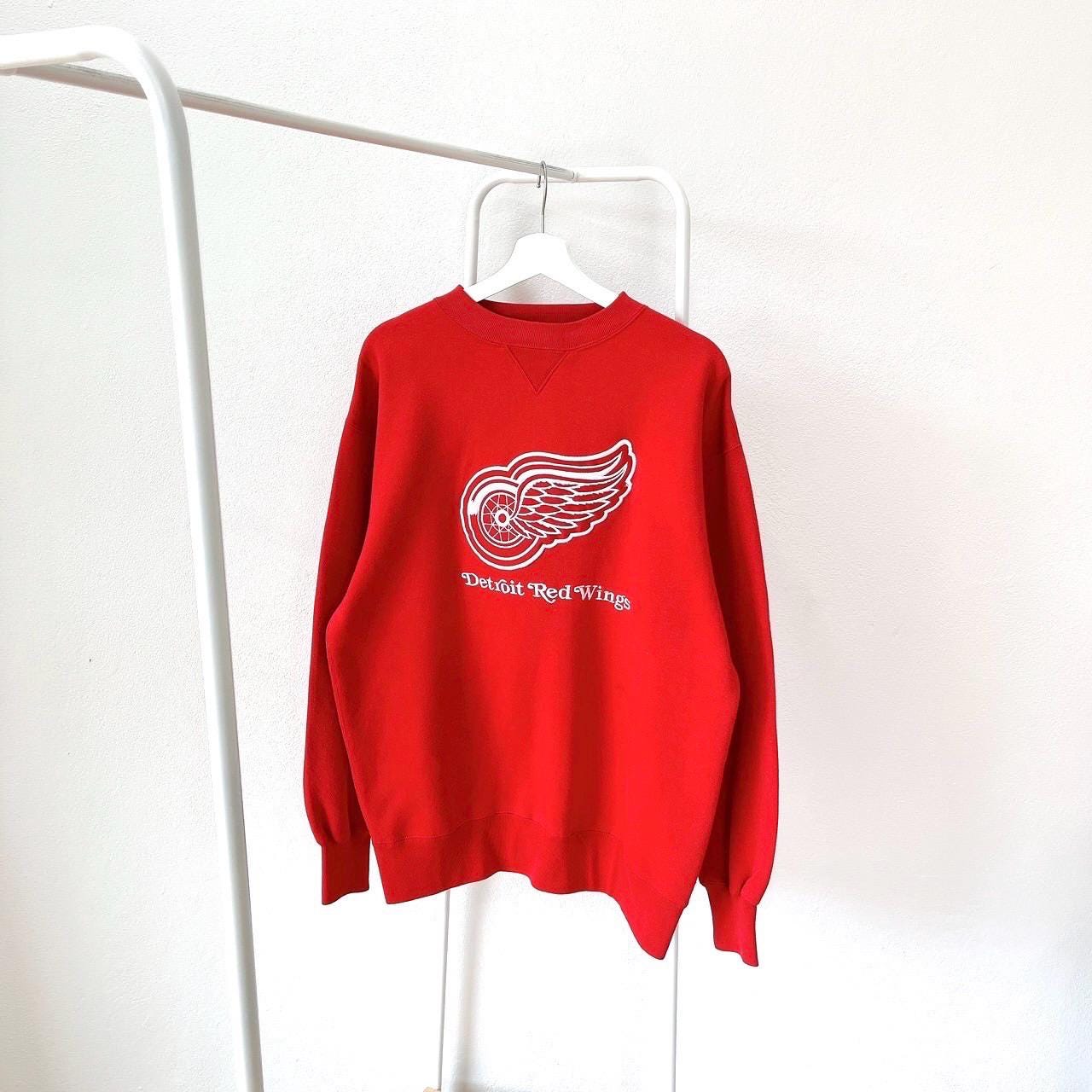 Vintage 90s Detroit Red Wings hockey embroidery vintage Brandon red sweatshirt L Sweatshirt – Warm & Stylish · High-Quality Print