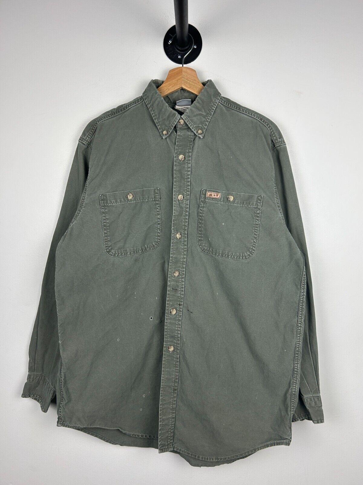 Vintage Carhartt Moss Green Button Up Long Sleeve Shirt Size M Graphic Tee – Premium Graphic · High-Quality Print