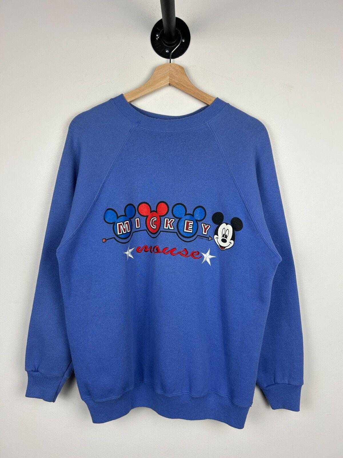 Vintage 80s Disney Mickey Mouse Blue Crewneck Size L Graphic Tee – Easygoing Wear · Trending Graphic Apparel