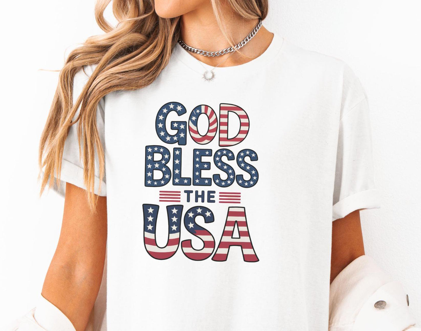 Patriotic USA Shirt God Bless the USA T Shirt for 4th of July Independence Day America Tee 4th of July Shirt Gift Idea Graphic Tee – Premium Graphic · Perfect For Daily Wear