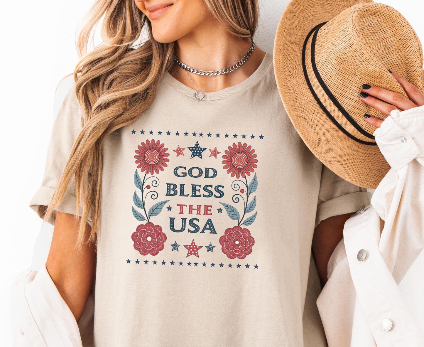 Patriotic Shirt God Bless the USA T Shirt for 4th of July Independence Day USA Tee 4th of July Shirt Gift Idea Unisex Graphic Tee – Soft Feel · Great Gift For Fans