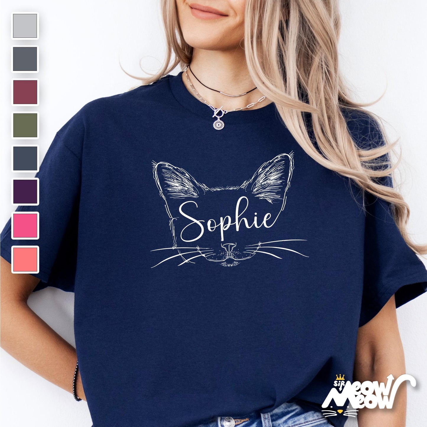 Personalized Cat Face T Shirt Custom Name Tee Unisex Shirt Ideal Gift for Cat Lovers Graphic Tee – Easygoing Wear · Great Gift For Fans