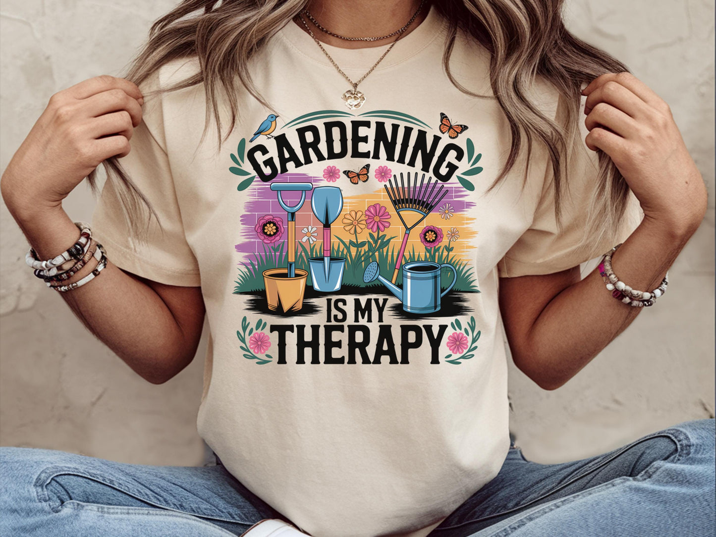 Gardening Is My Therapy Shirt Gardener Gifted Shirt Gift For Mom Gardening Garden Lover Gift Garden Tee Shirt Plant Lovers Shirt Graphic Tee – Aesthetic Look · Perfect For Daily Wear