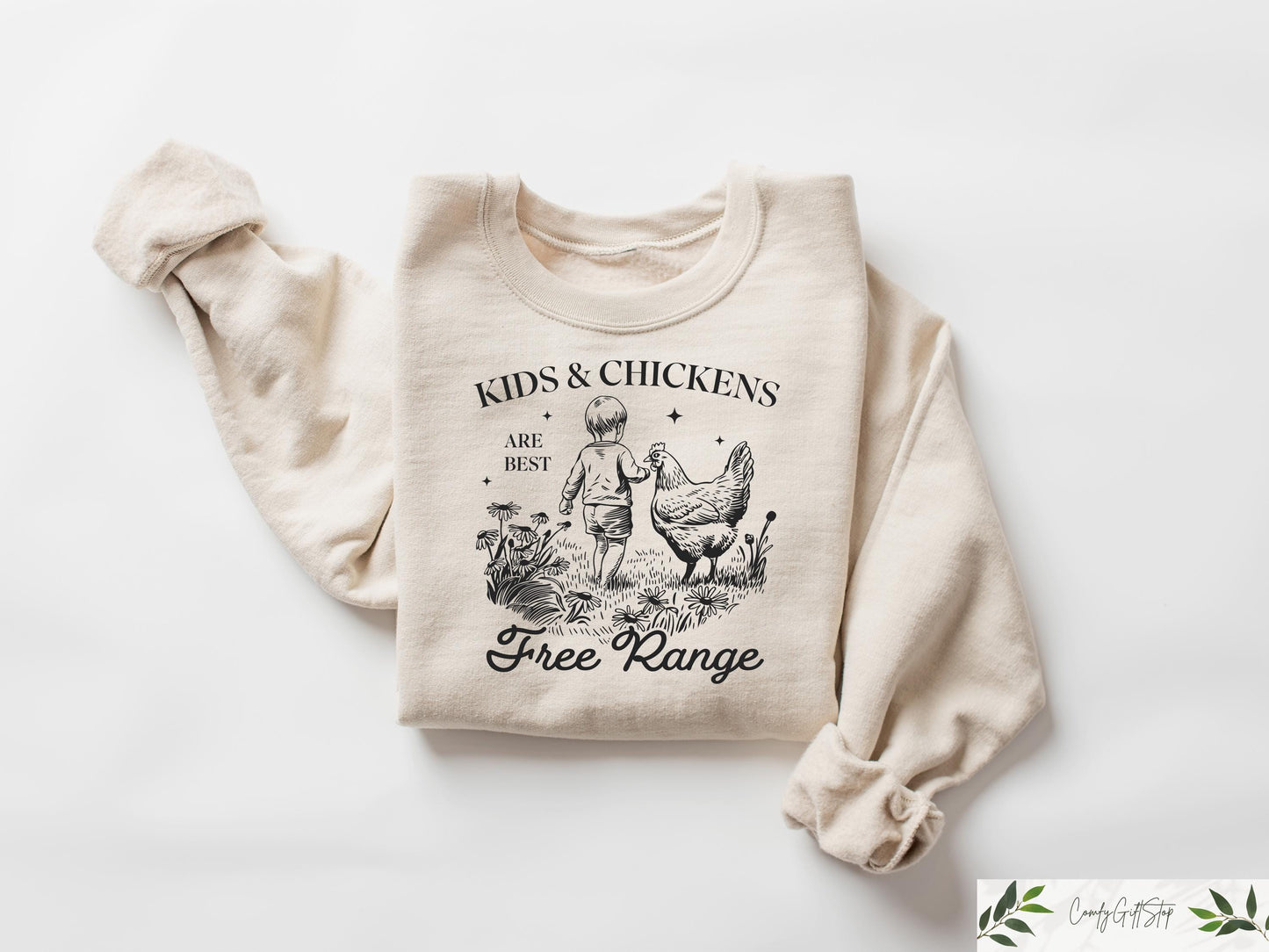 Retro Kids And Chickens Are Best Free Range Sweatshirt Home Sweet Homestead T shirt Farm Chicken Shirt Boho Farmer Gift Trendy Woman Tee Sweatshirt – Bold Style · Great Gift For Fans