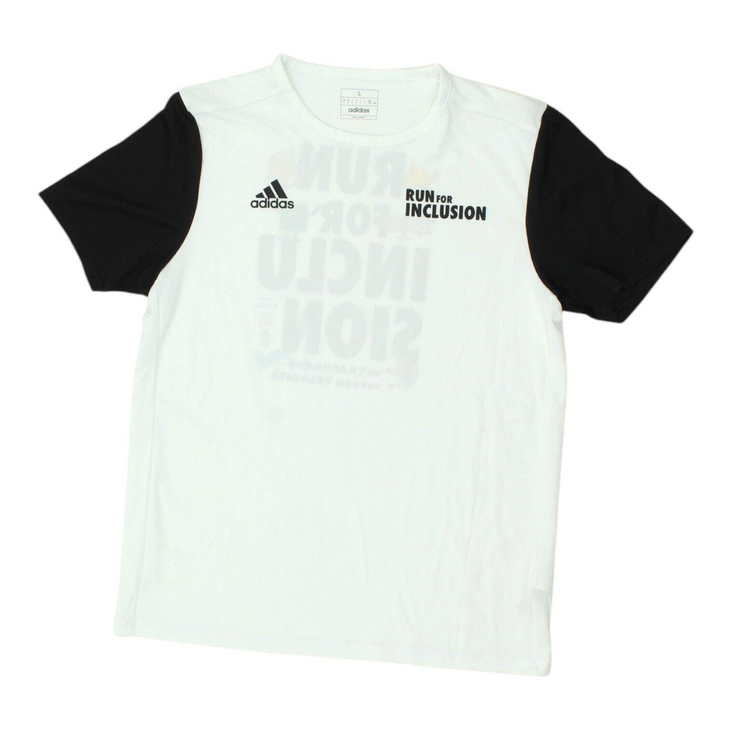 Adidas Mens White Tshirt Run For Inclusion Crew Neck Running Short Sleeve Graphic Tee – Soft Feel · Trending Graphic Apparel