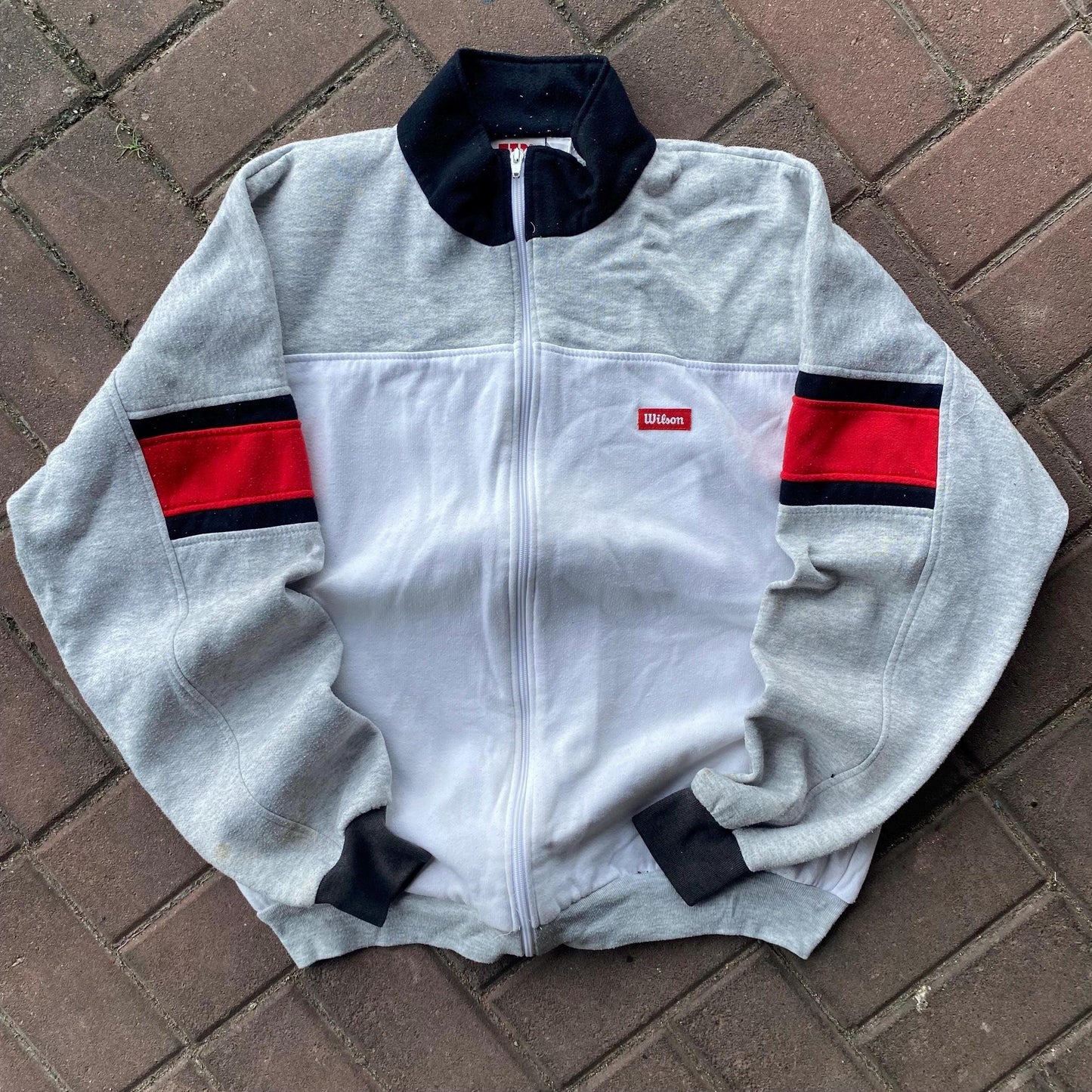 Vintage Wilson Tag Wilson Spellout Small Logo Embroidered Sweatshirt Crewneck Sweater Full Zipper Wilson Baggie Colour Gray Size X Large Sweatshirt – Cozy Vibes · Trending Graphic Apparel