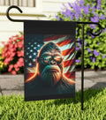 Bigfoot Patriotic Garden Banner Sasquatch Flag Home Garden Decor Patriotic Yard Art Gift for Crytid Lovers Memorial Independence Day Graphic Tee – Easygoing Wear · High-Quality Print