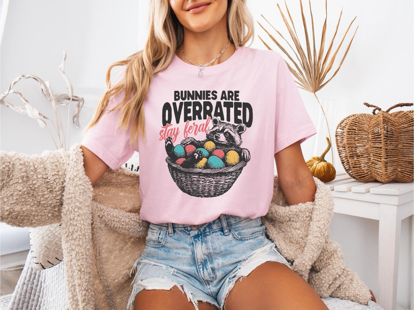 Bunnies Are Overrated Stay Feral Shirt Funny Easter Raccoon T Shirt Graphic Feral Easter Shirt Women shirt Trendy shirt for her Funny Graphic Tee – Premium Graphic · Perfect For Daily Wear