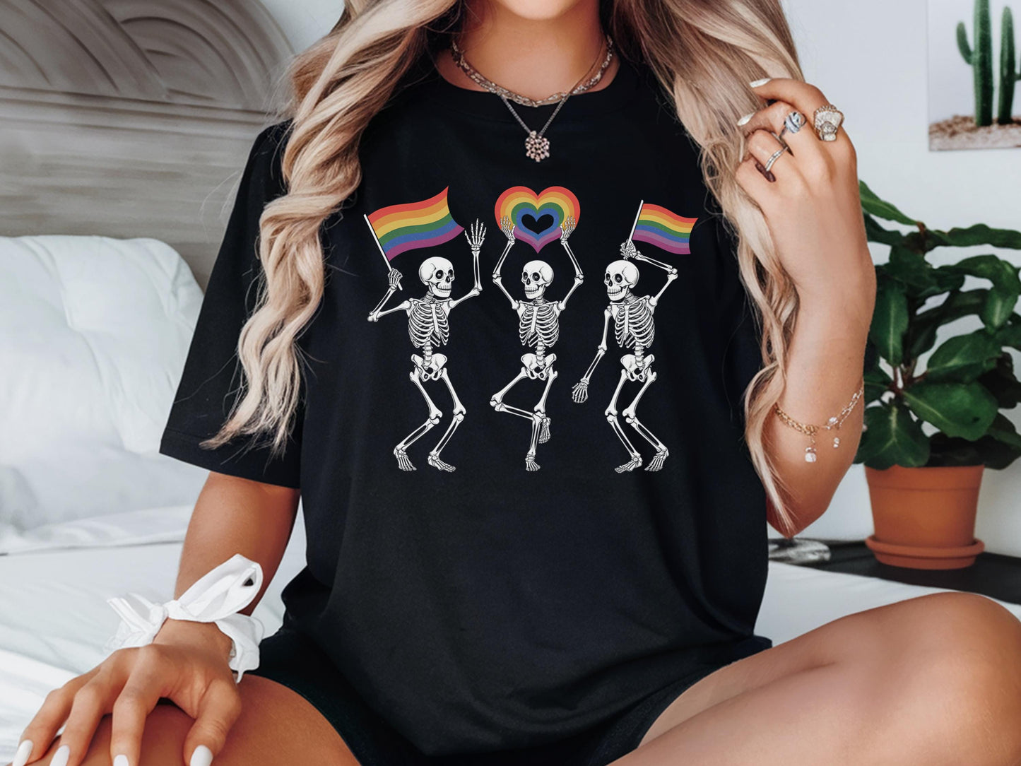 Dancing Skeleton Pride Shirt LGBTQ Rainbow T Shirt Funny Pride Shirt Gay Pride Shirtful Funny LGBT Gift LGBT Ally Gift Shirt Graphic Tee – Bold Style · Trending Graphic Apparel