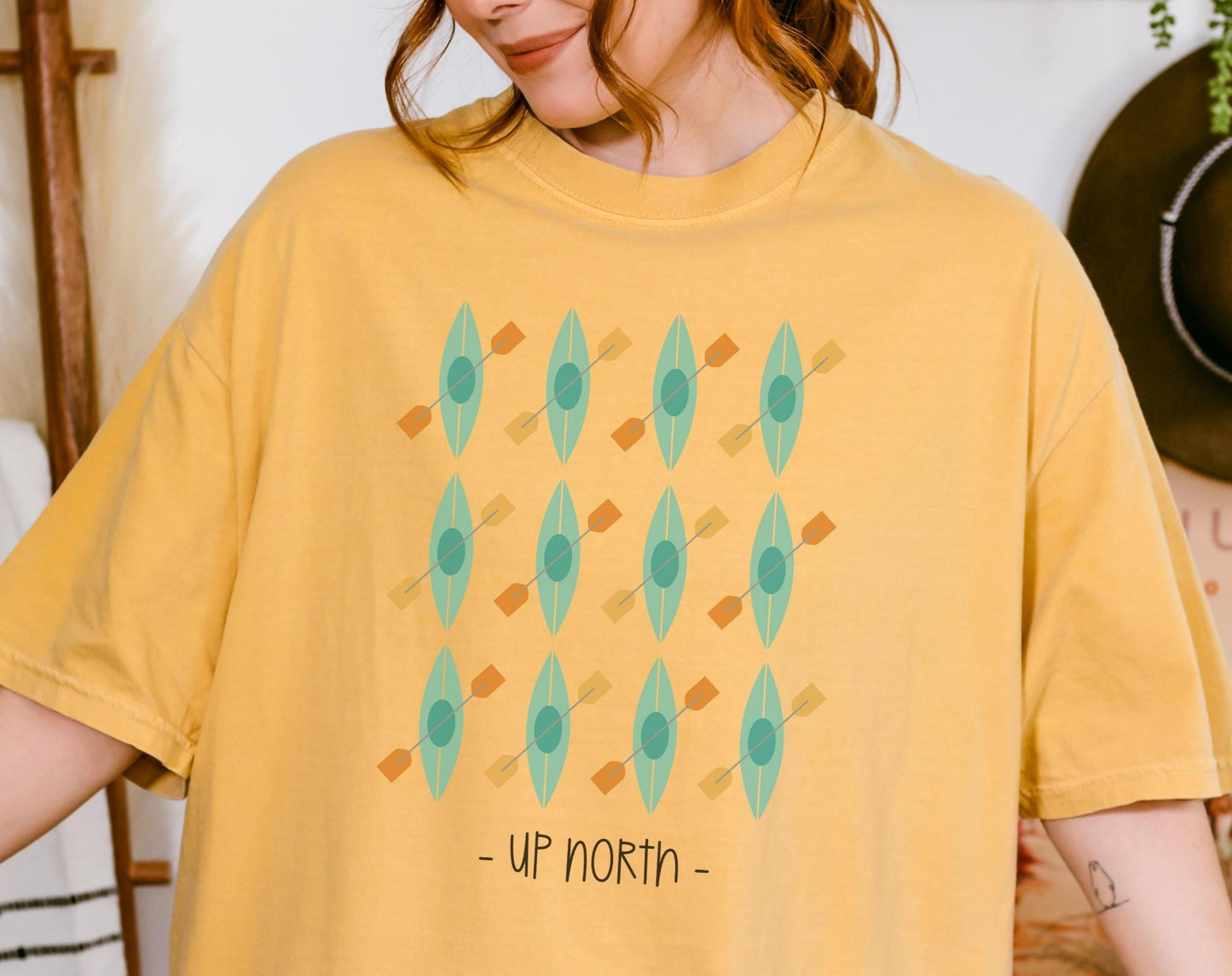 Kayak Shirt Up North TShirt for Kayaking Lovers Retro Paddles Kayaker Gift Idea Graphic Tee – Bold Style · Perfect For Daily Wear