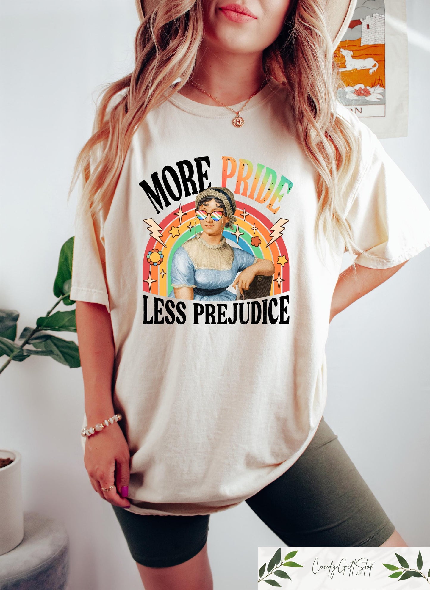 More Pride Less Prejudice T shirt LGBTQ Support Shirt Jane Austen Sweatshirt Proud Ally Crewneck Pride Month Gift LGBTQ Pride Outfit Sweatshirt – Premium Graphic · Trending Graphic Apparel
