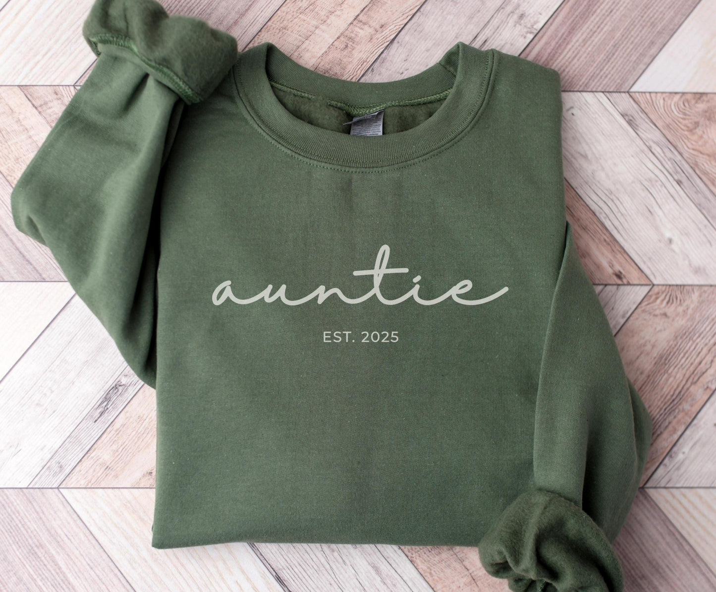 Auntie Sweatshirt New Aunt Gift Custom Established Date Auntie Crewneck Personalized Auntie Reveal Shirt Sweatshirt – Easygoing Wear · High-Quality Print