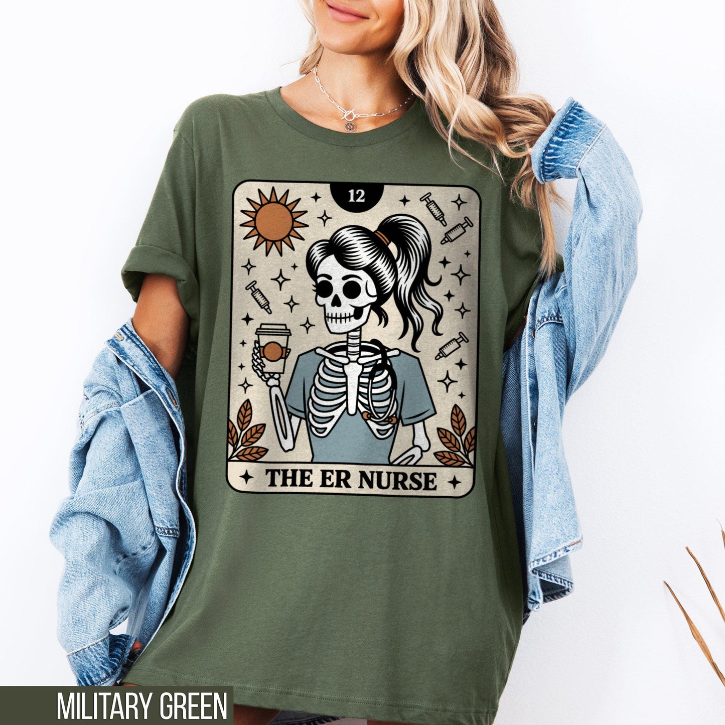 ER Nurse Shirt Tarot Card Shirt Funny Meme Shirt Tarot Shirt Nurse Shirt Nurse Gift Skeleton Shirt Retro Shirt Nurse Crewneck Graphic Tee – Easygoing Wear · Must-Have Style