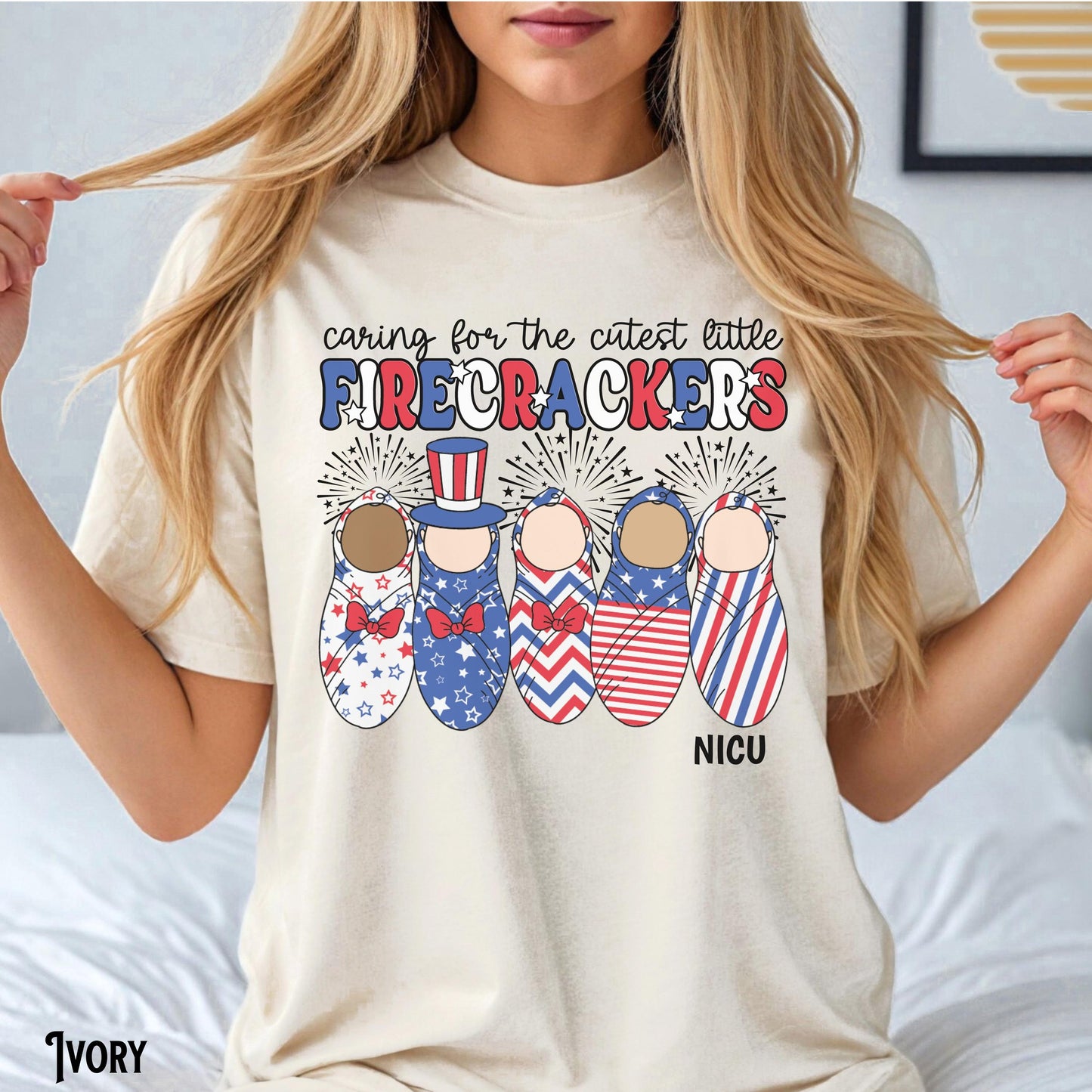 4th of July NICU Shirt Neonatal Intensive Care Unit Patriotic Tee Doctor Nurse RN Swaddle Babies Stars RN TShirt Gift Graphic Tee – Soft Feel · High-Quality Print