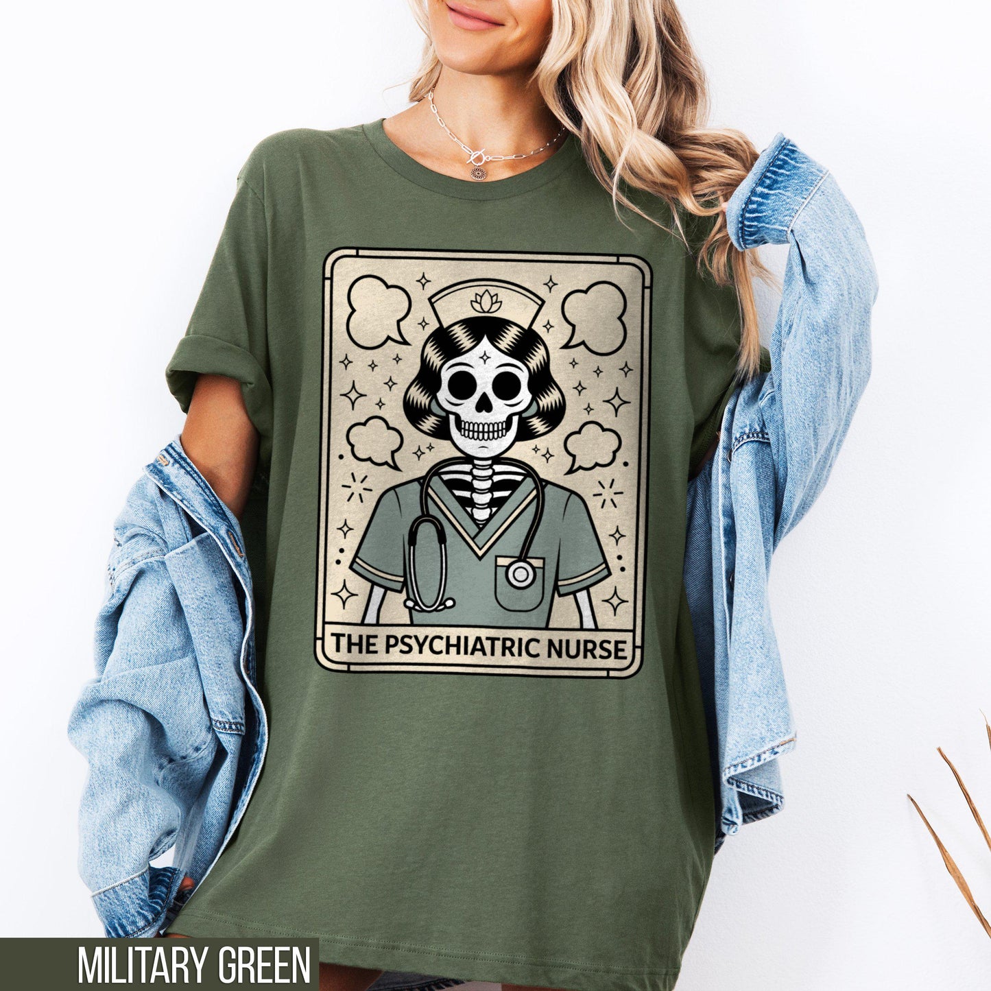 Psychiatric Nurse Tarot Card Shirt Funny Meme Shirt Tarot Shirt Nurse Shirt Nurse Gift Skeleton Shirt Retro Shirt Nurse Crewneck Graphic Tee – Warm & Stylish · High-Quality Print