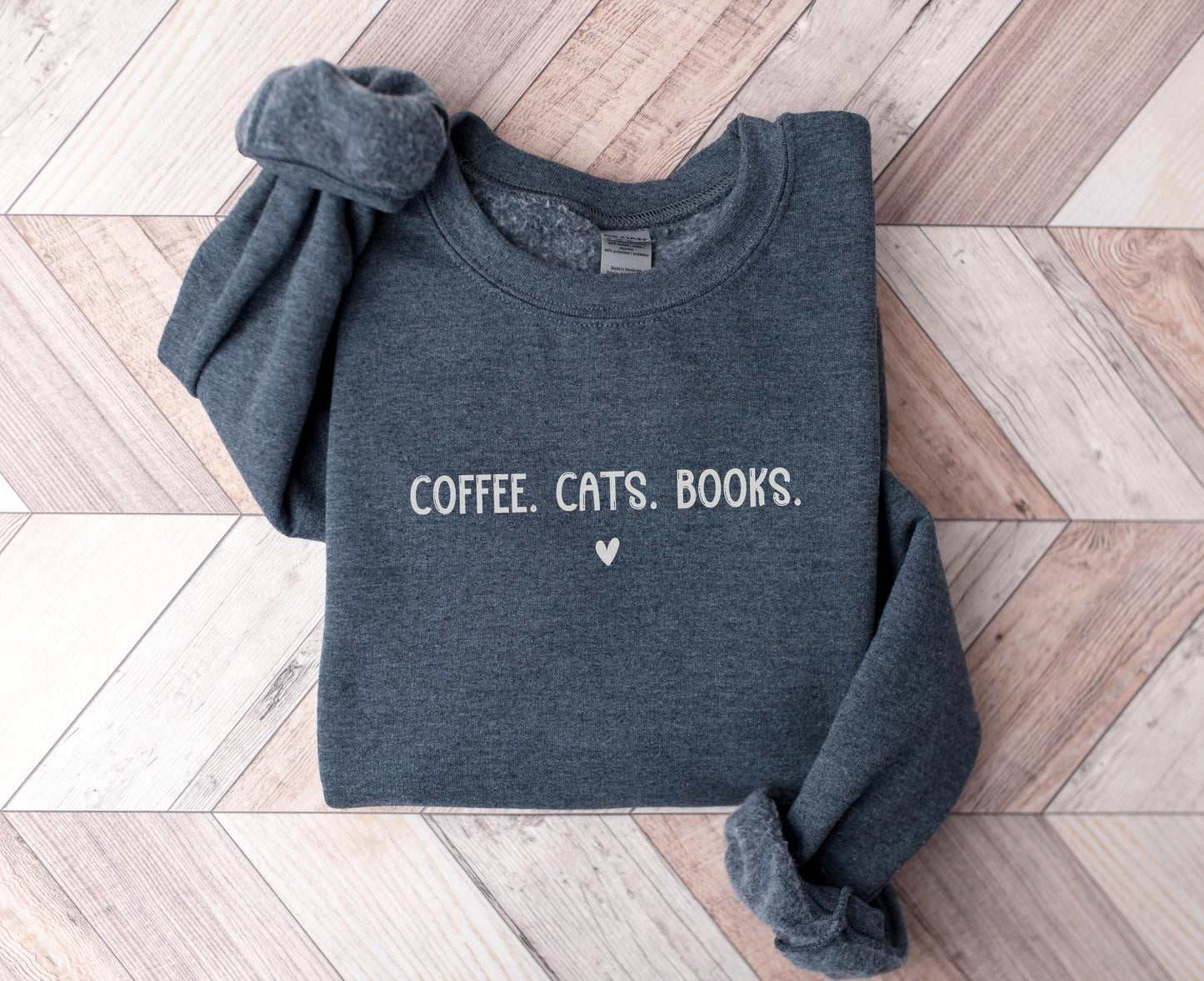 Coffee Cats Books Sweatshirt Perfect Gift for Coffee Lover Cat Lover and Bookish Shirt Introvert Cat Sweatshirt Sweatshirt – Soft Feel · Top Pick For Any Outfit