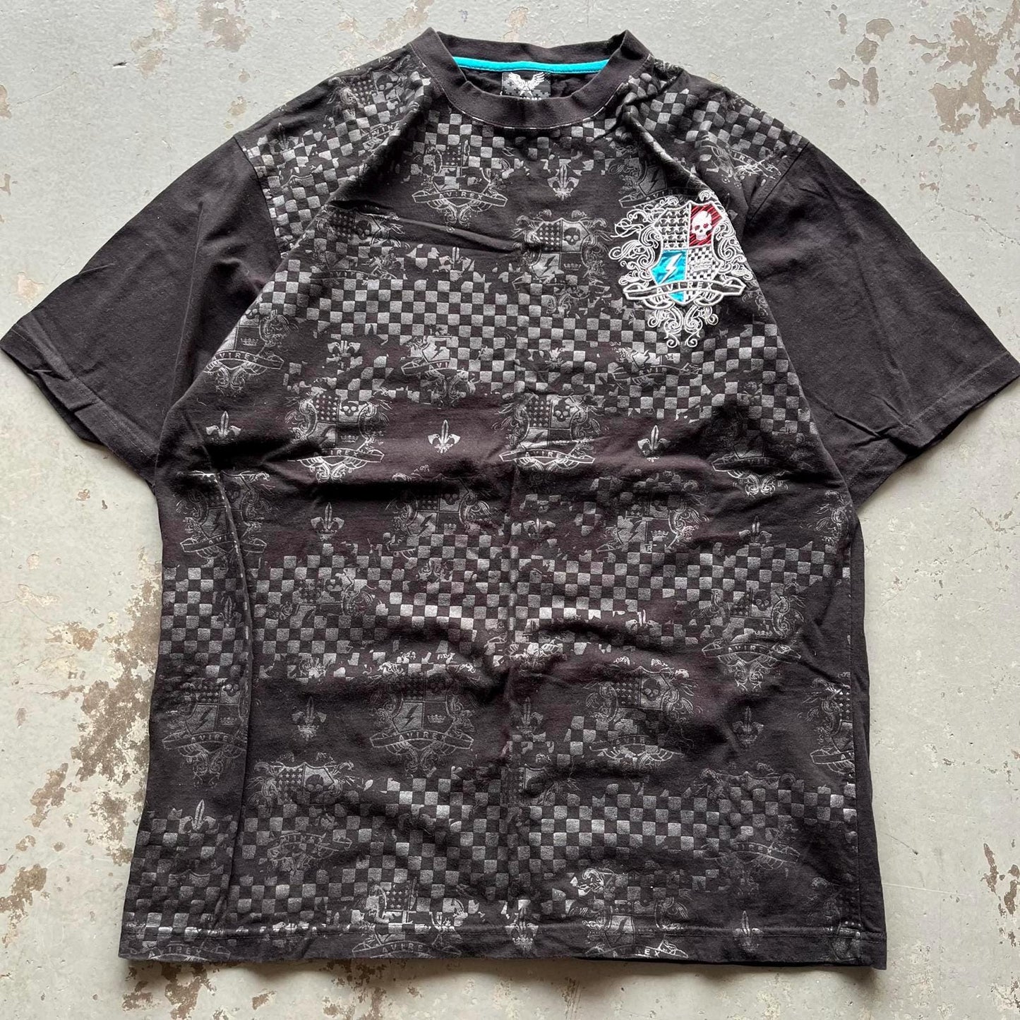 Vintage Y2K Avirex Affliction Style AOP Graphic Grunge Shirt Graphic Tee – Soft Feel · Perfect For Daily Wear