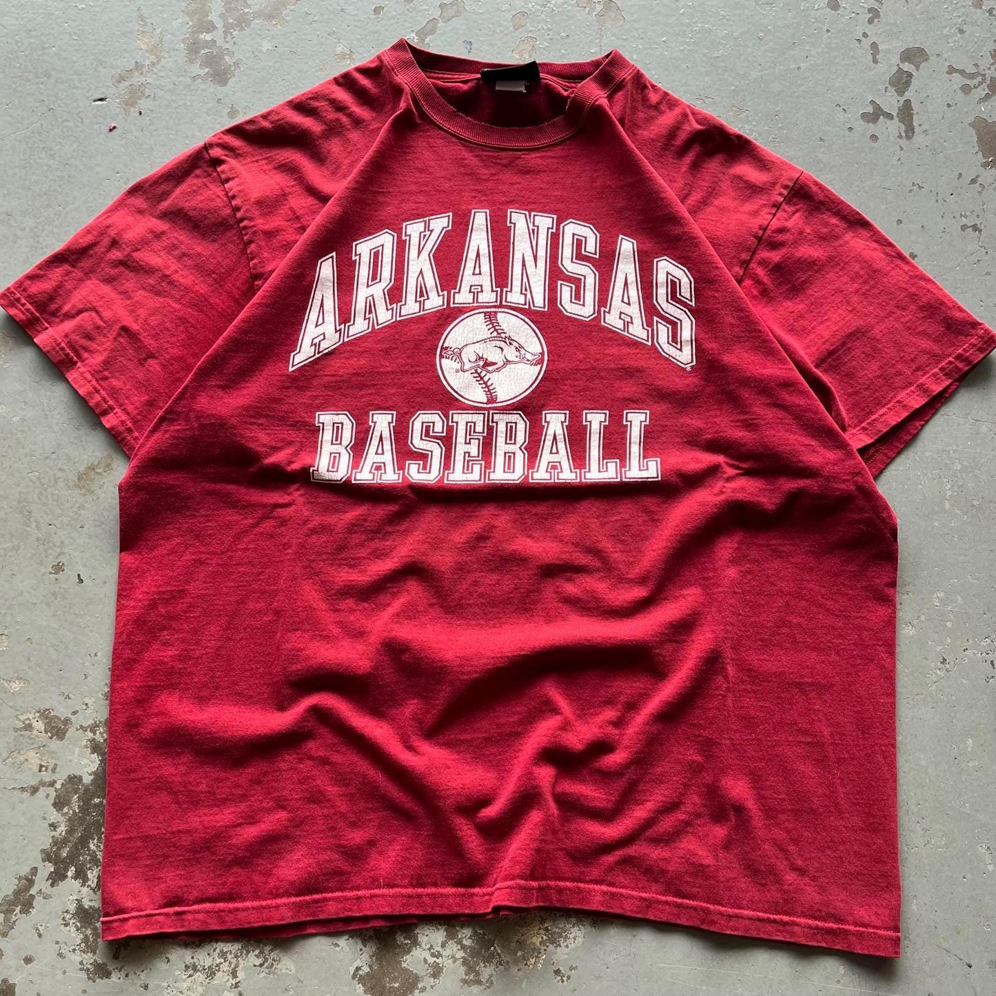 Vintage 90s Y2K Arkansas Razorbacks Baseball Heavy Shirt Graphic Tee – Soft Feel · Trending Graphic Apparel